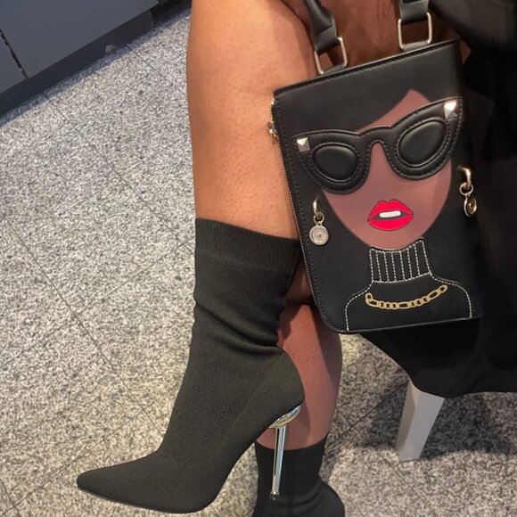 Unique 3D Lady Face PU Leather Satchel Funky Hobo & Crossbody Bags for Women's - Picture 2 of 9